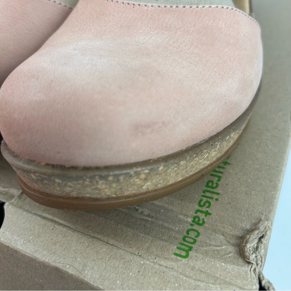 El Naturalista Peach Leather Cork Wedge Sandals Size 42 or US 11 - Picture 6 of 15